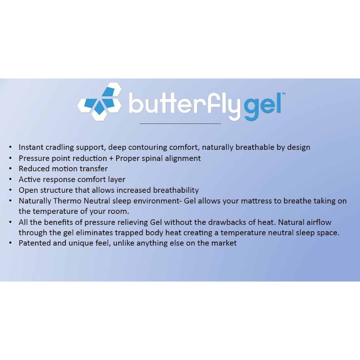 Elements International Butterfly 14 inch BUTTERFLY GEL 14" QUEEN MATTRESS |