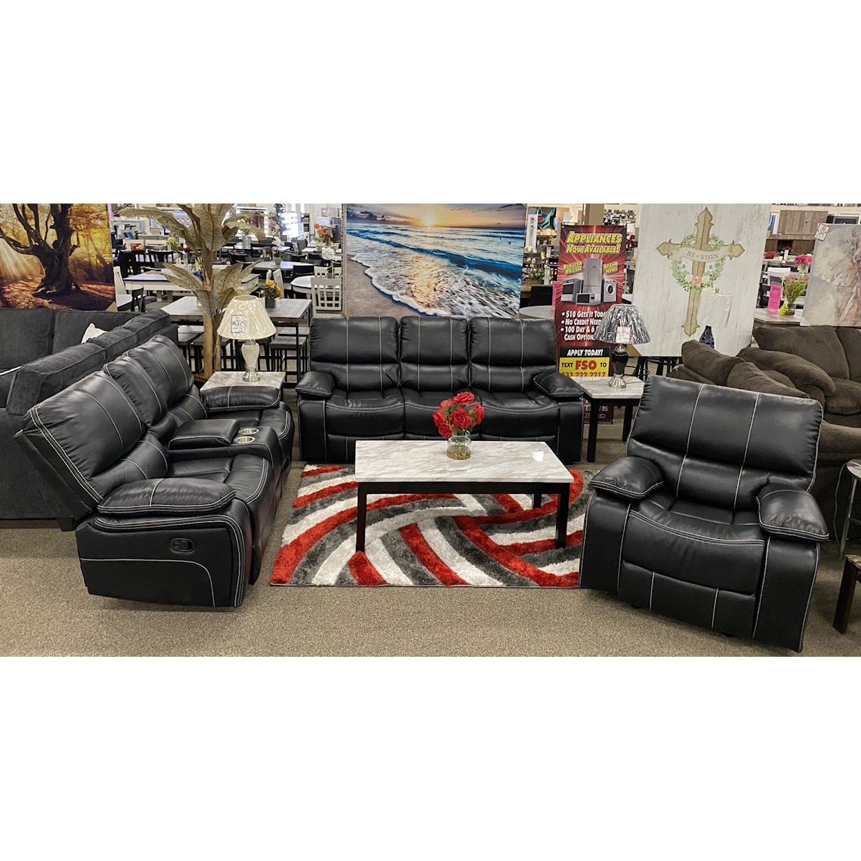 AC Pacific Luka LUKA BLACK RECLINING LOVESEAT WITH | CONSOLE