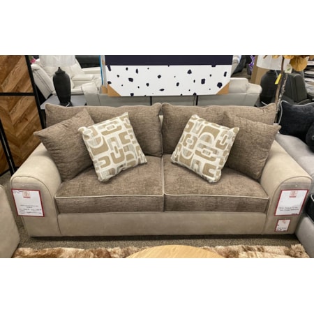 CALVIN BROWN AND TAN SOFA |