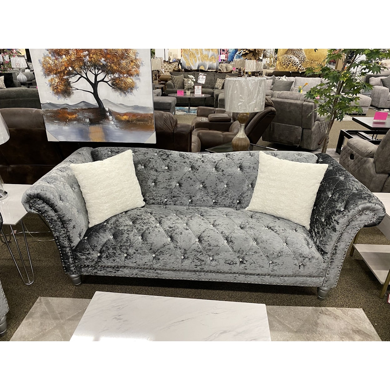 Global Furniture Glamour GLAMOUR GREY SOFA & LOVESEAT |