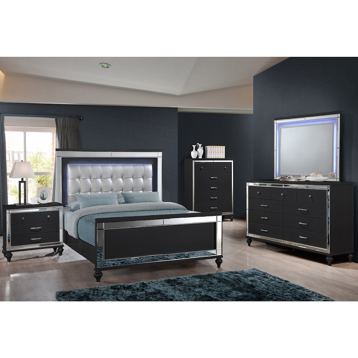 New Classic Milan MILAN BLACK 4 PIECE BEDROOM SET |