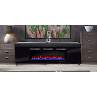 STATEN ISLAND BLACK TV STAND WITH | FIREPLACE & SPEAKERS