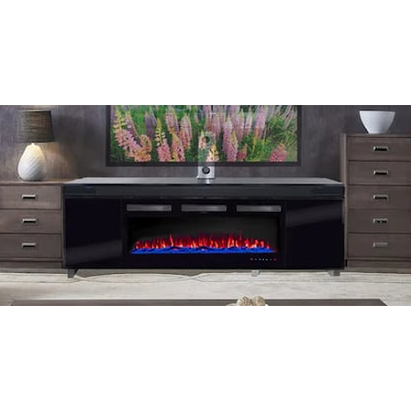 STATEN ISLAND BLACK TV STAND WITH | FIREPLAC