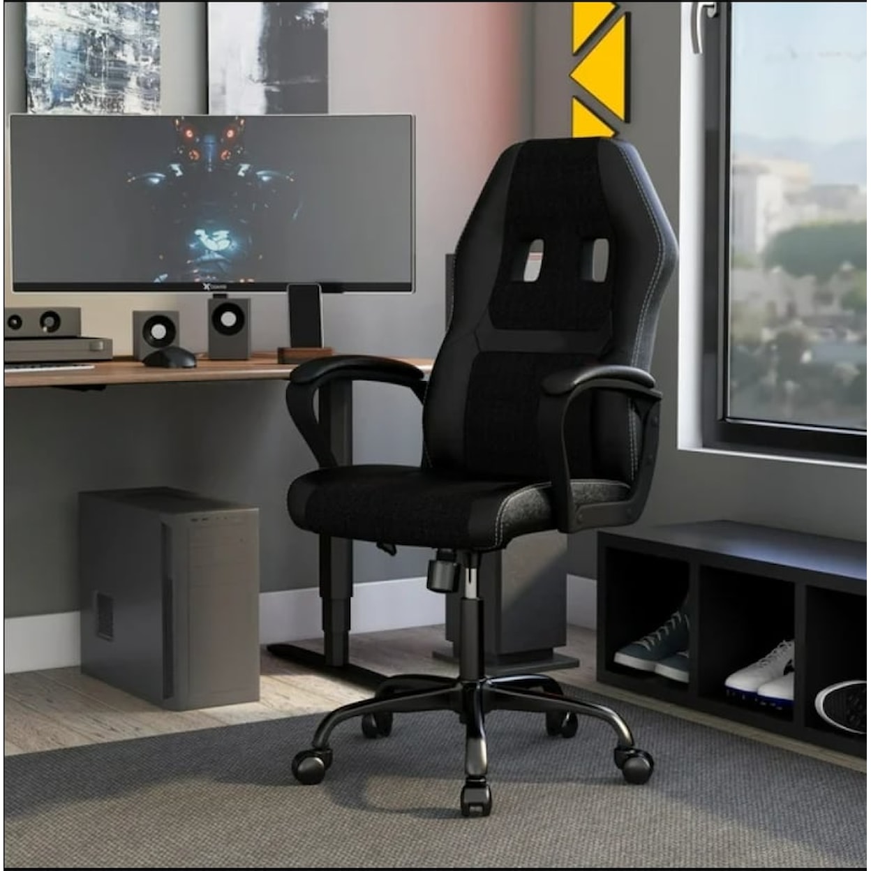 Furniture of America Office Chair BLACK GAMING CHAIR |