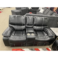 LUKA BLACK RECLINING LOVESEAT WITH | CONSOLE