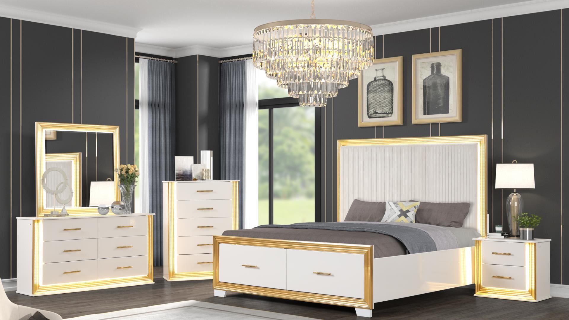 oda Oasis 16984 OASIS GOLD & WHITE 4 PIECE QUEEN | BEDROOM SET