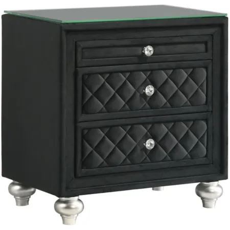 KINGS CROWN BLACK NIGHTSTAND |