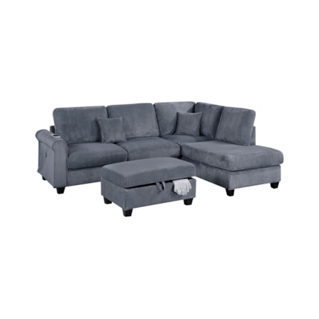 GESHA GREY 2 PIECE SECTIONAL WITH | FREE OTT