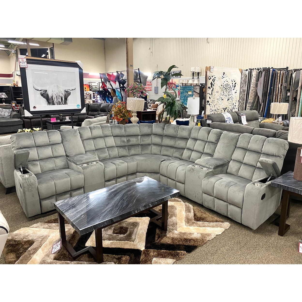Titanic Furniture Biscuitland BISCUITLAND GREY DOUBLE RECLINING | SECTIONA