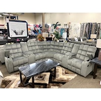 BISCUITLAND GREY DOUBLE RECLINING | SECTIONAL WITH CUPHOLDERS