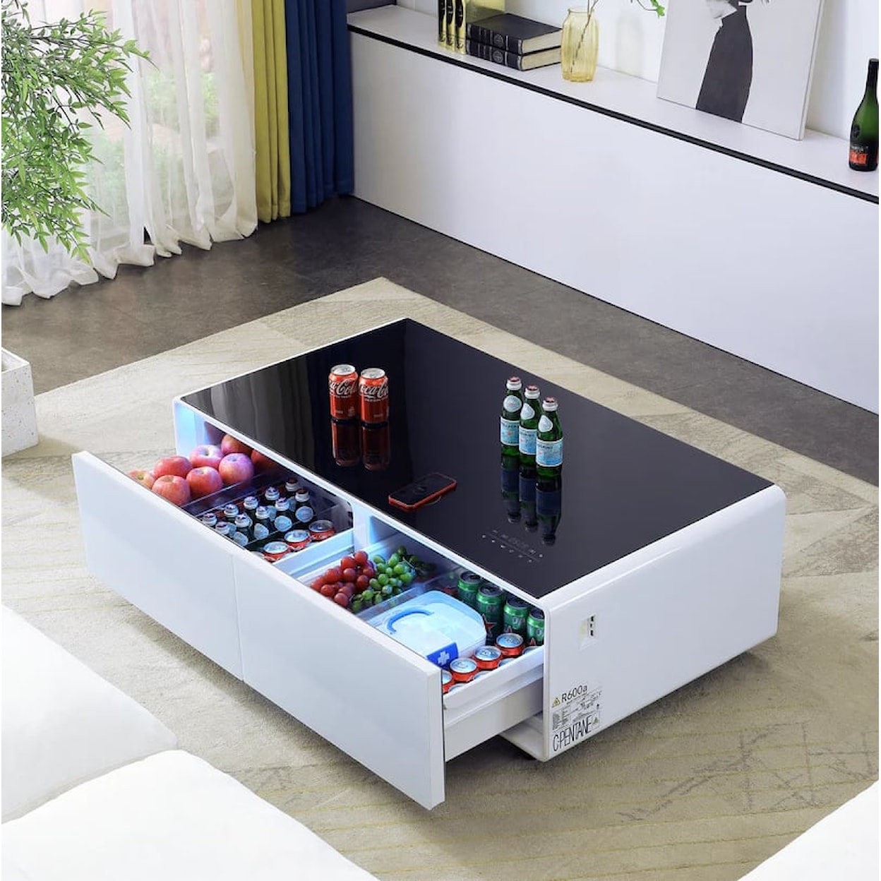 Artisan Design Furniture Coffee Table Fridge WHITE AND BLACK COFFEE TABLE FRIDGE | WITH B