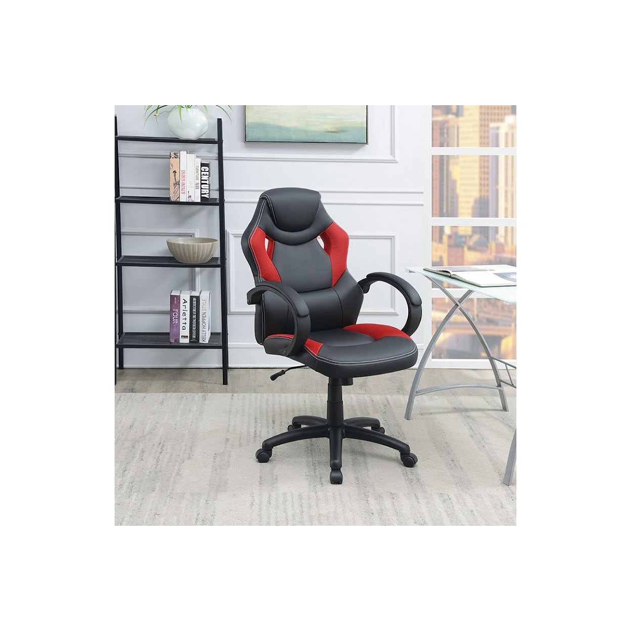 Poundex Office Chairs BLACK/RED ACCENT OFFICE CHAIR |