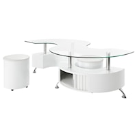 WHITE S SHAPED COFFEE TABLE WITH 2. | STOOLS