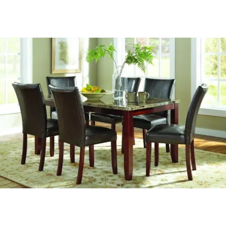 BART BROWN FAUX MARBLE 5 PIECE | DINING SET