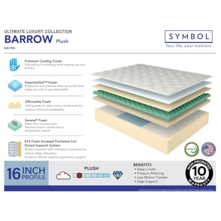 BARROW PLUSH 16&quot; QUEEN MATTRESS |