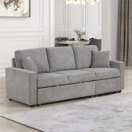 ARMANDO GREY SLEEPER SOFA WITH | CUP HOLDERS