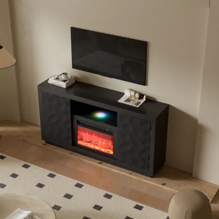 TIMELINE BLACK 71" LED FIREPLACE TV | STAND