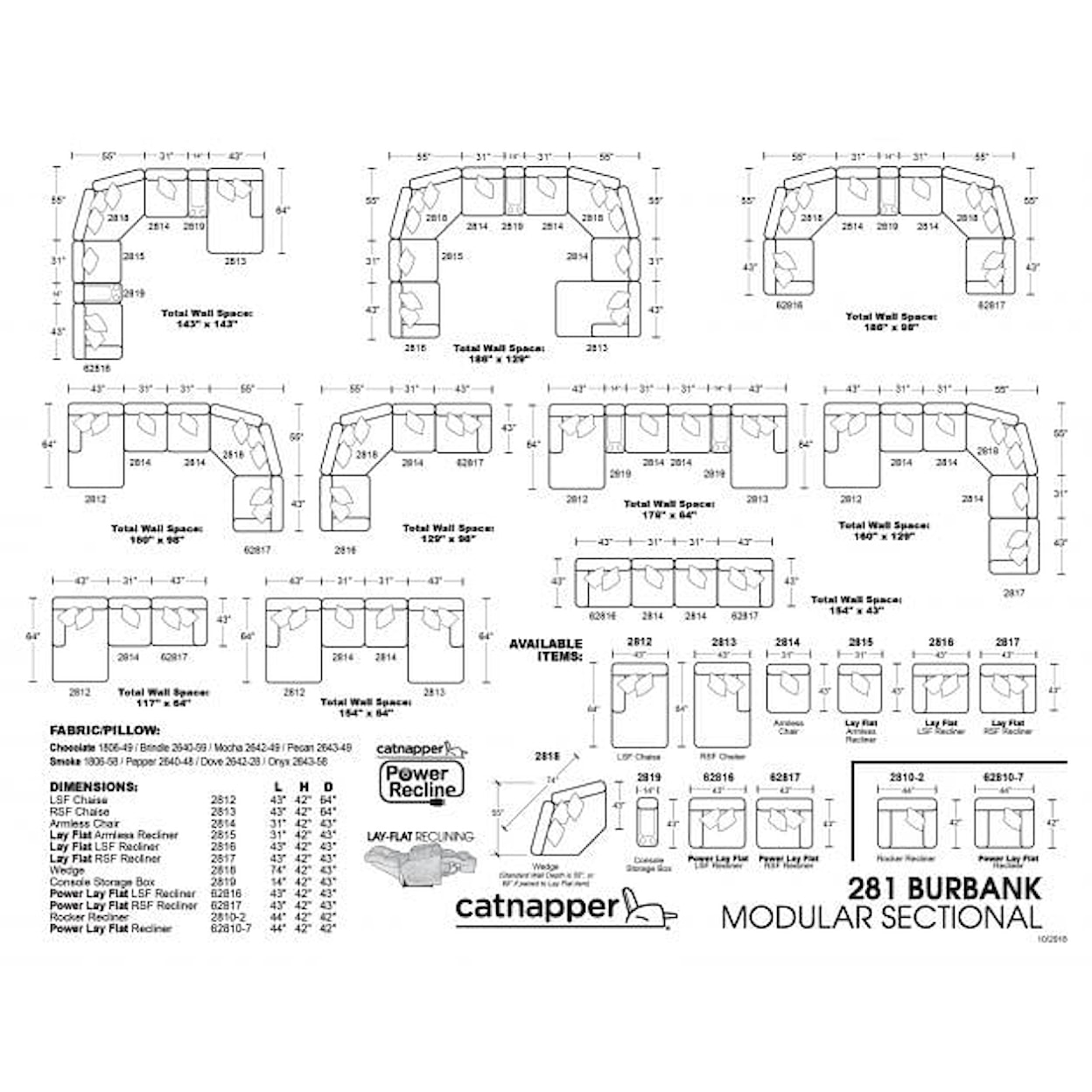 Catnapper Burbank BURBANK SMOKE 6 PCS SECTIONAL |