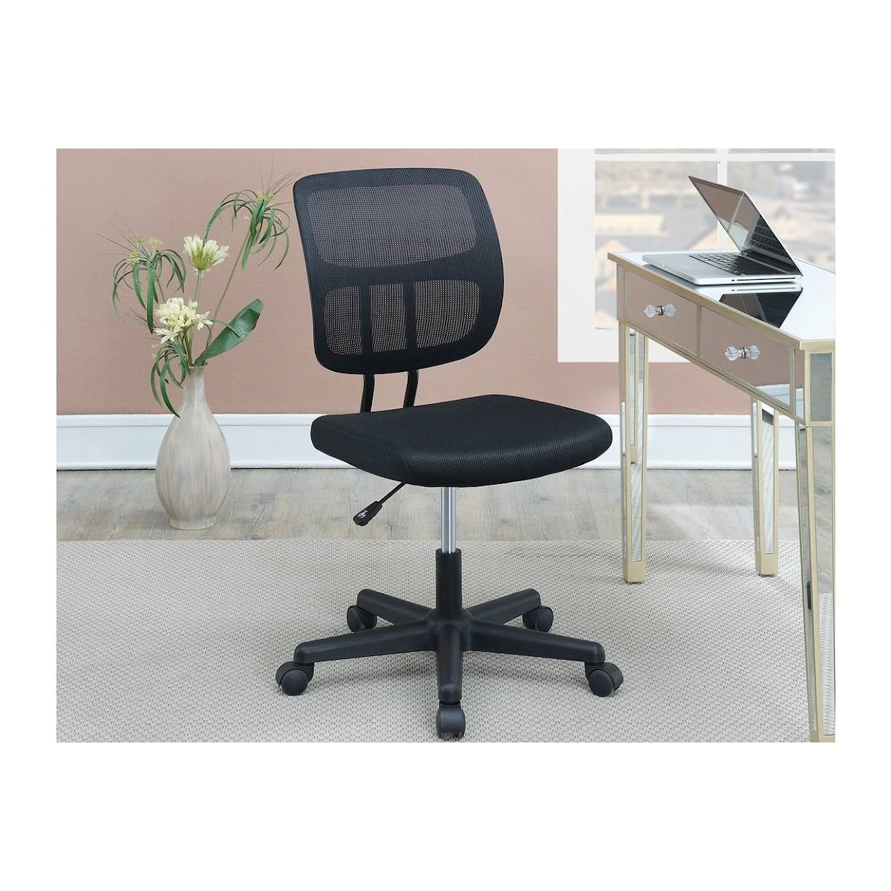 Poundex Office Chairs BLACK ARMLESS OFFICE CHAIR |