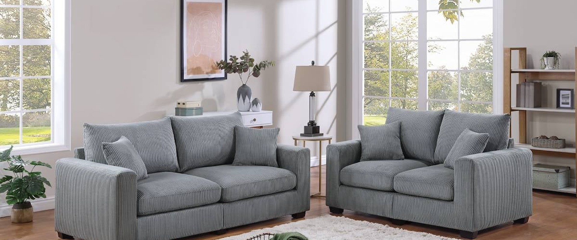 GLENDALES GREY SOFA AND LOVESEAT |