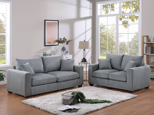 GLENDALES GREY SOFA AND LOVESEAT |