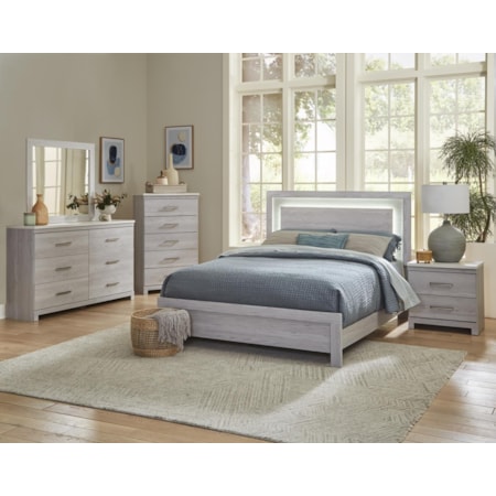 ESSENCE GREY LED QUEEN BED |