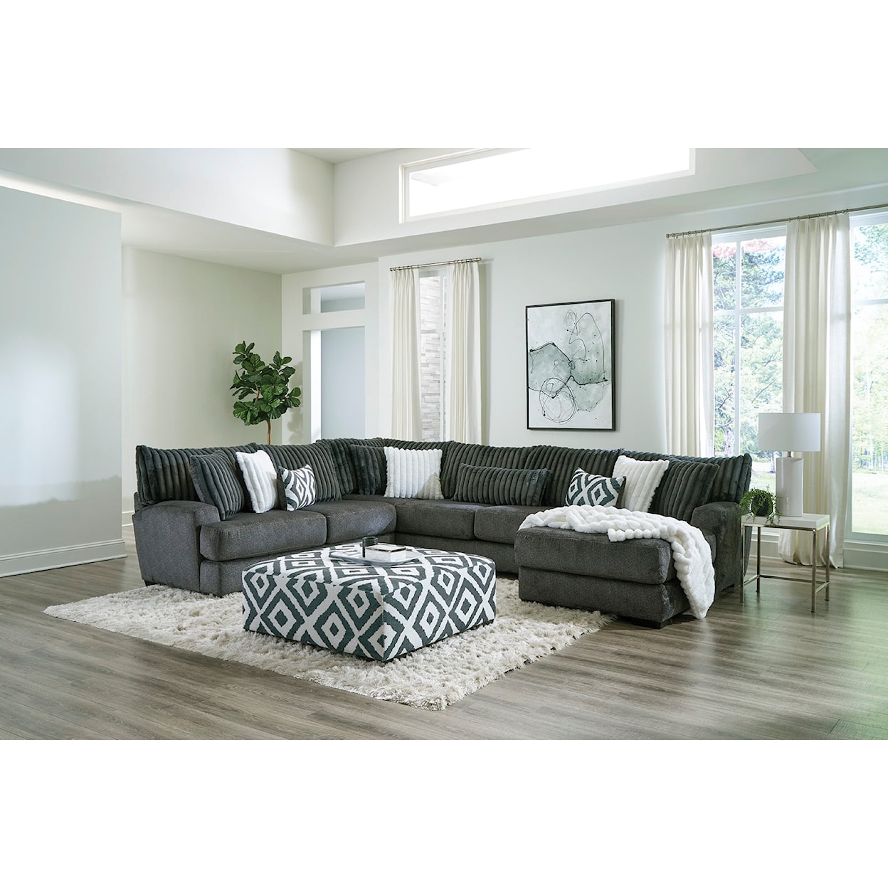 Albany Clarissa CLARISSA CHARCOAL 3 PIECE SECTIONAL | WITH R