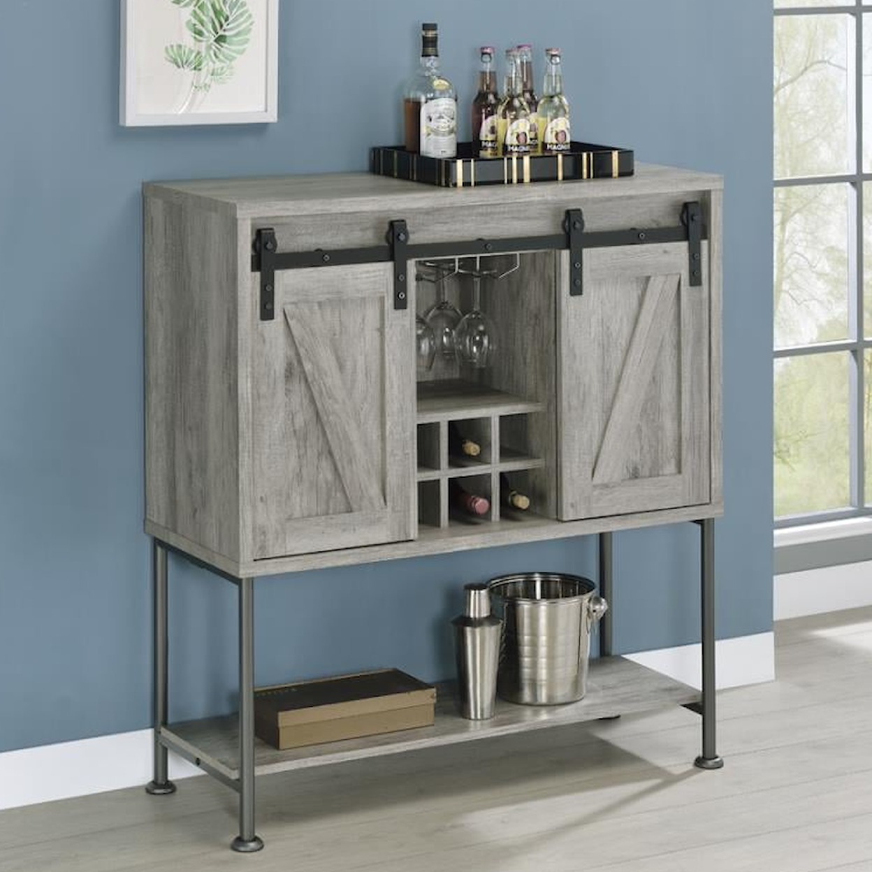 Coaster Bars DRIFTWOOD GREY BAR CABINET |