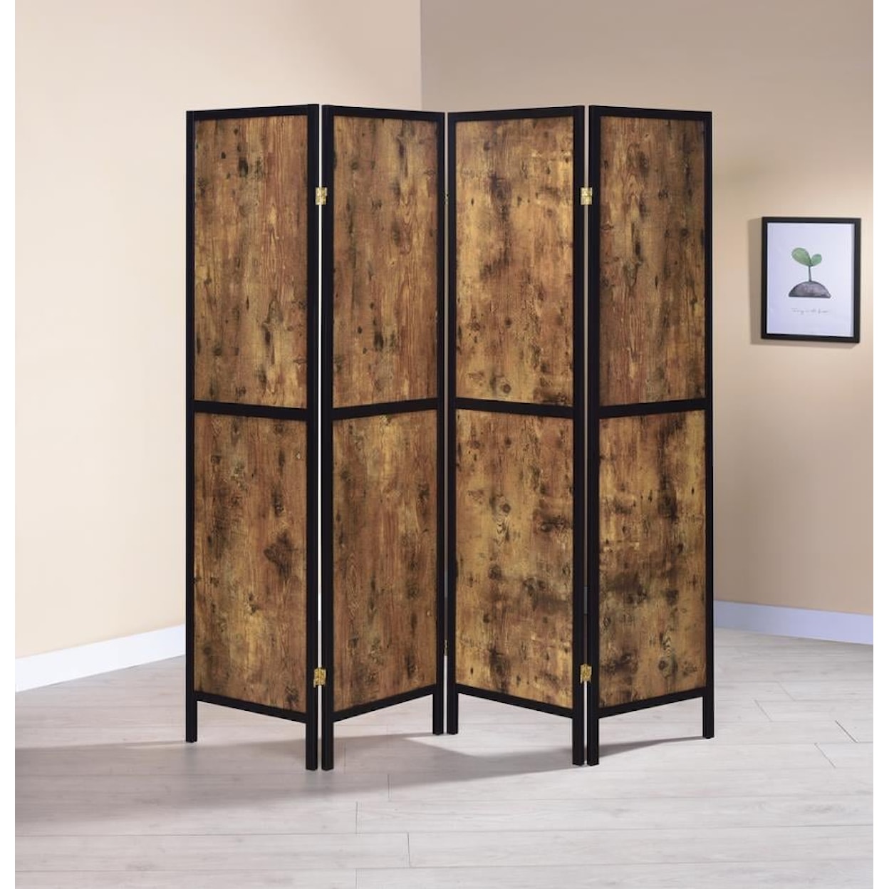 Coaster Folding Screens INDUSTRIAL ANTIQUE NUTMEG | FOUR-PANEL SCREE