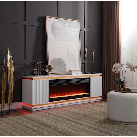 TRINITY WHITE FIREPLACE TV STAND | WITH SPEA