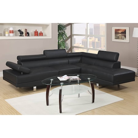 ENZO BLACK 2 PIECE CHAISE SECTIONAL |