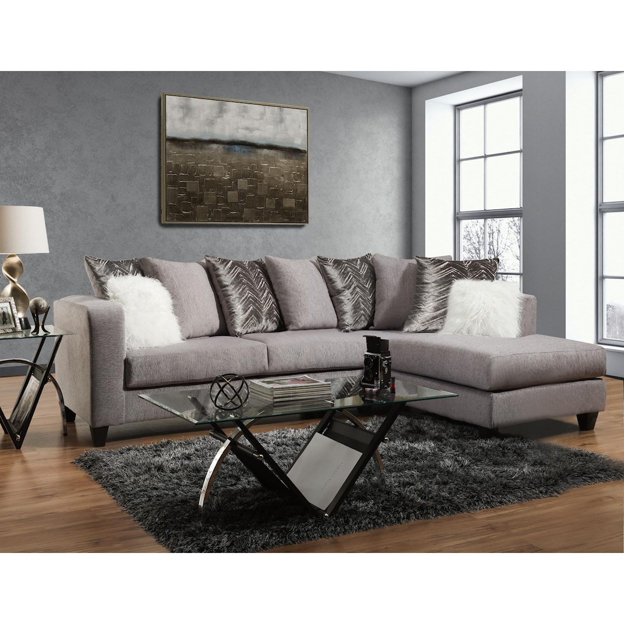 Delta Furniture Manufacturing Homerun Grey Sectional HOMERUN GREY SECTIONAL |