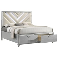 VICKI WHITE AND SILVER KING BED |