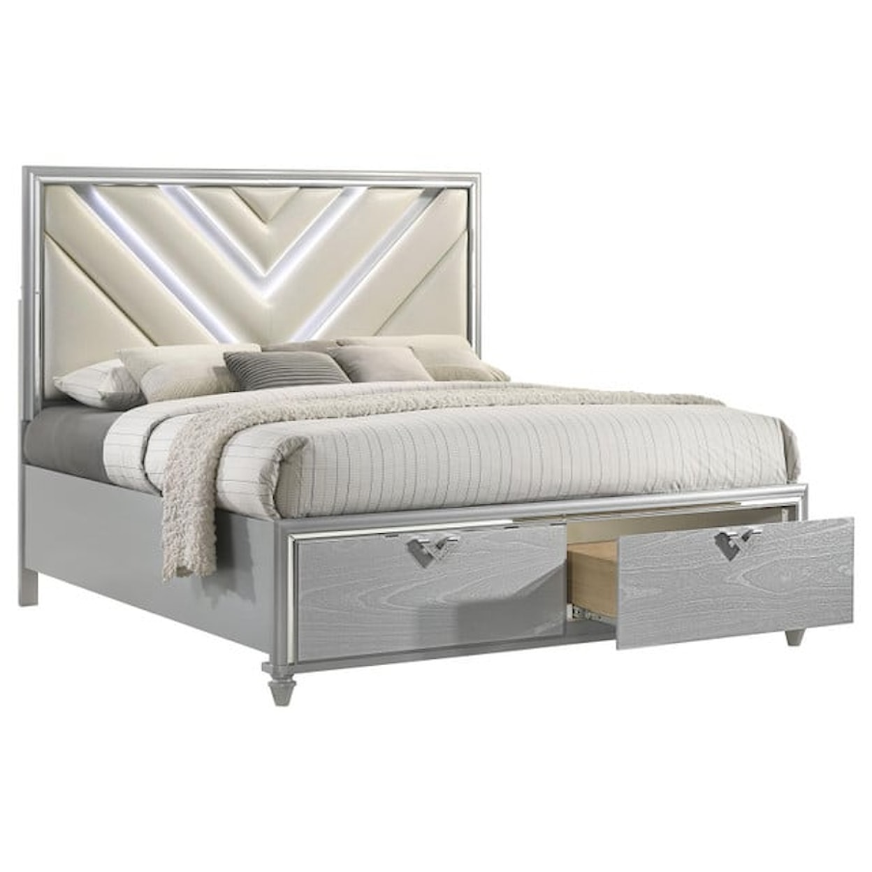 Coaster Vicki VICKI WHITE AND SILVER QUEEN BED |
