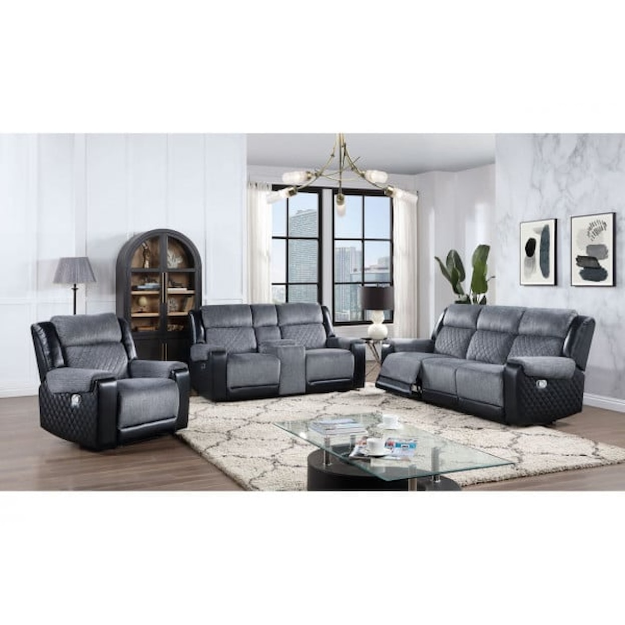 Global Furniture Minsk MINSK BLACK AND GREY DOUBLE | RECLINING LOVE