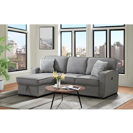VENZY GREY SOFA CHAISE WITH PULL | OUT BED