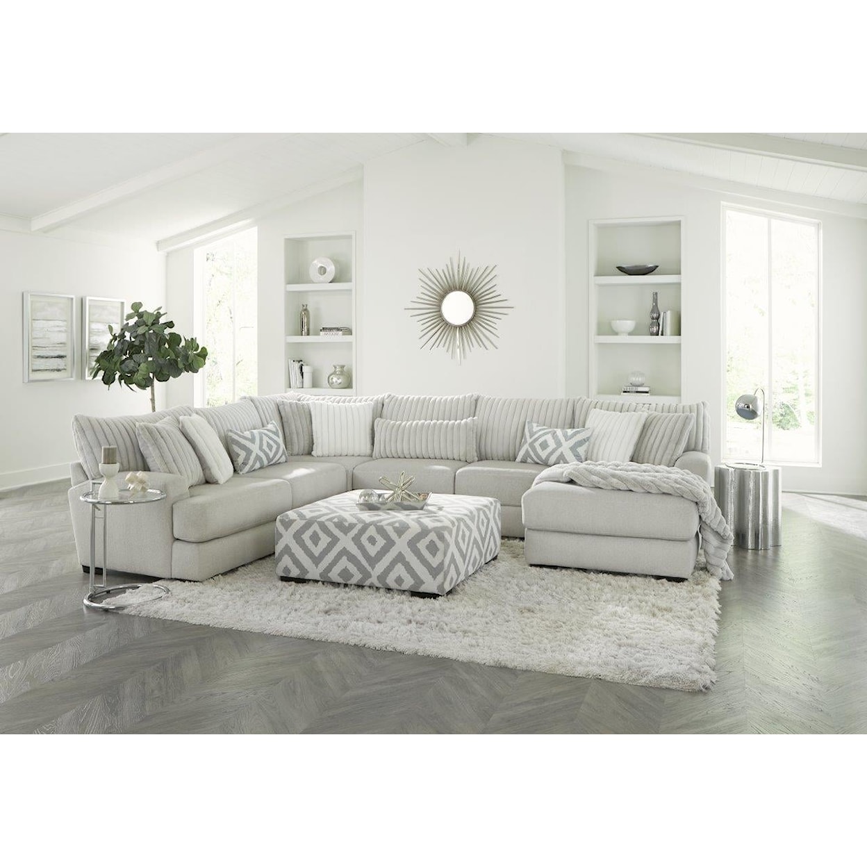 Albany Clarissa CLARISSA SILVER 3 PC RAF CHAISE | SECTIONAL