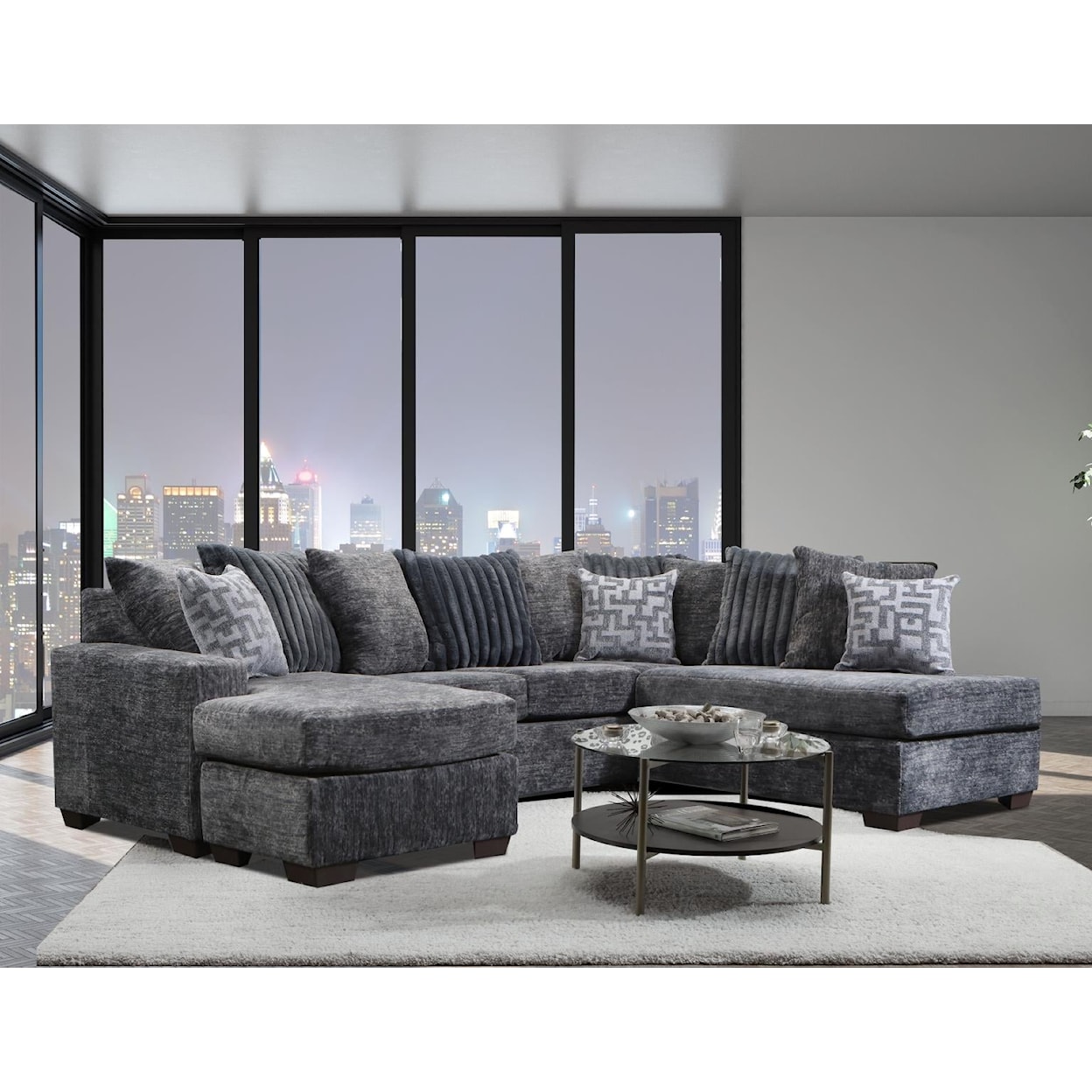 Delta Furniture Manufacturing Galaxy GALAXY CHARCOAL DOUBLE CHAISE | SECTIONAL