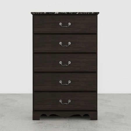 FELIPE DARK BROWN 5 DRAWER CHEST |