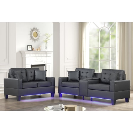 GENIE BLACK LOVESEAT & SOFA CONSOLE | WITH U