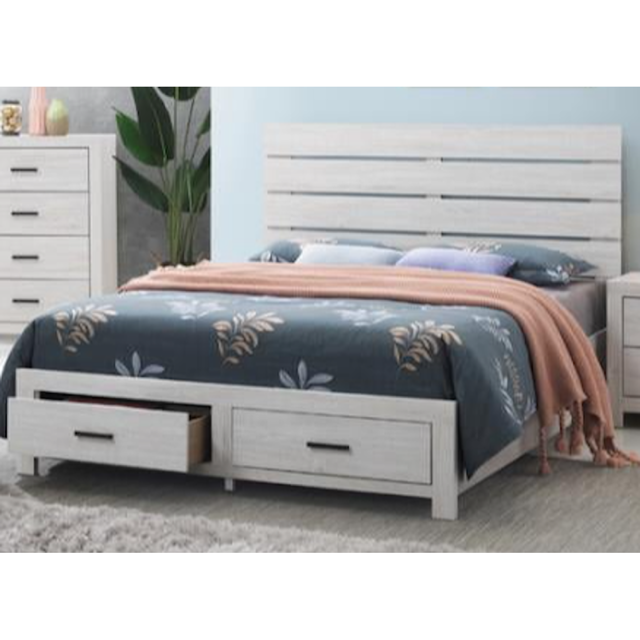 Coaster River RIVER WHITE QUEEN STORAGE BED |