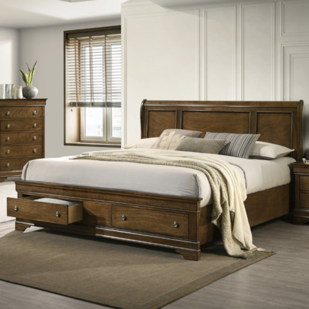 PORTOFINO BROWN QUEEN STORAGE, | BED