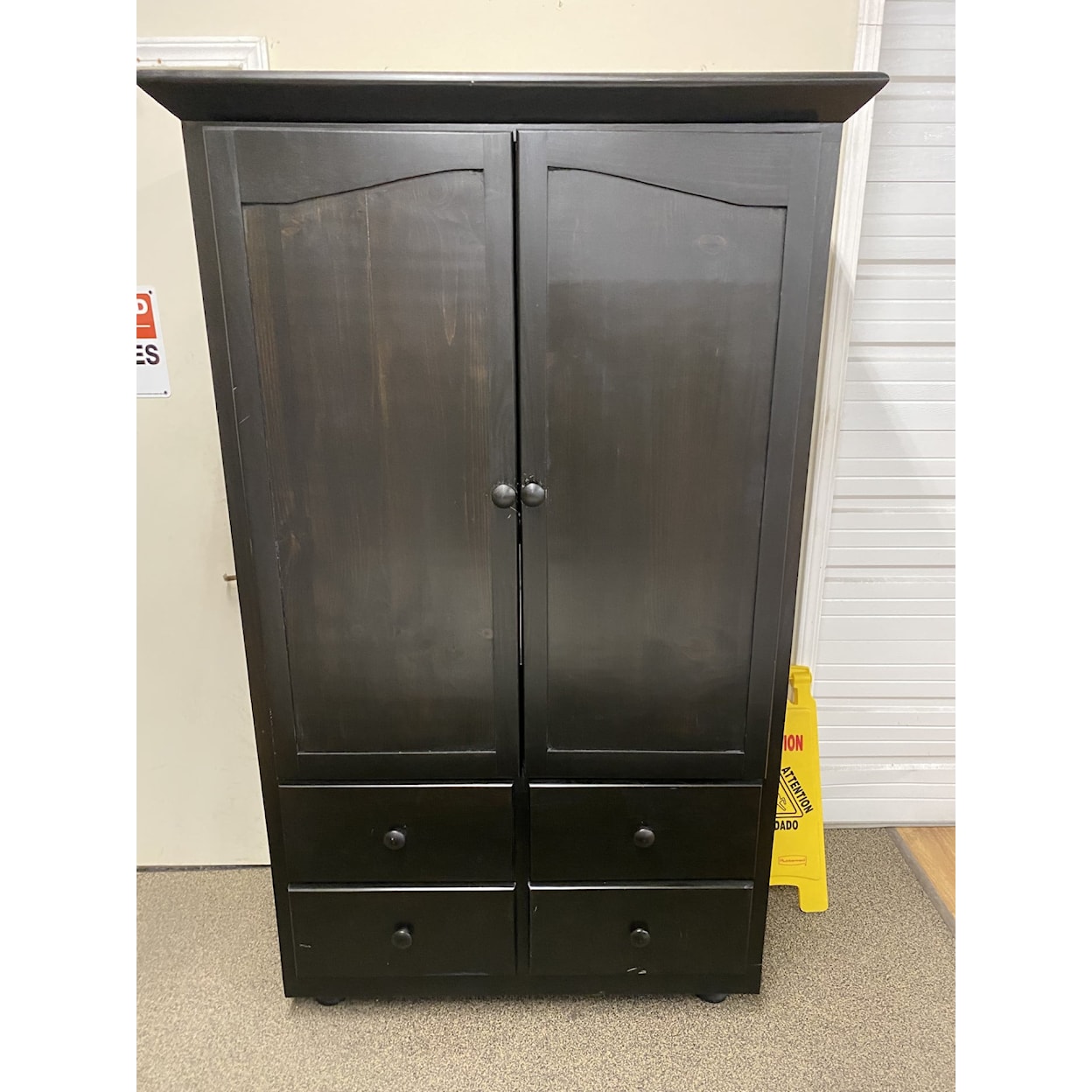 A & H Woodworking Armoire BLACK DOUBLE DOOR ARMOIRE |