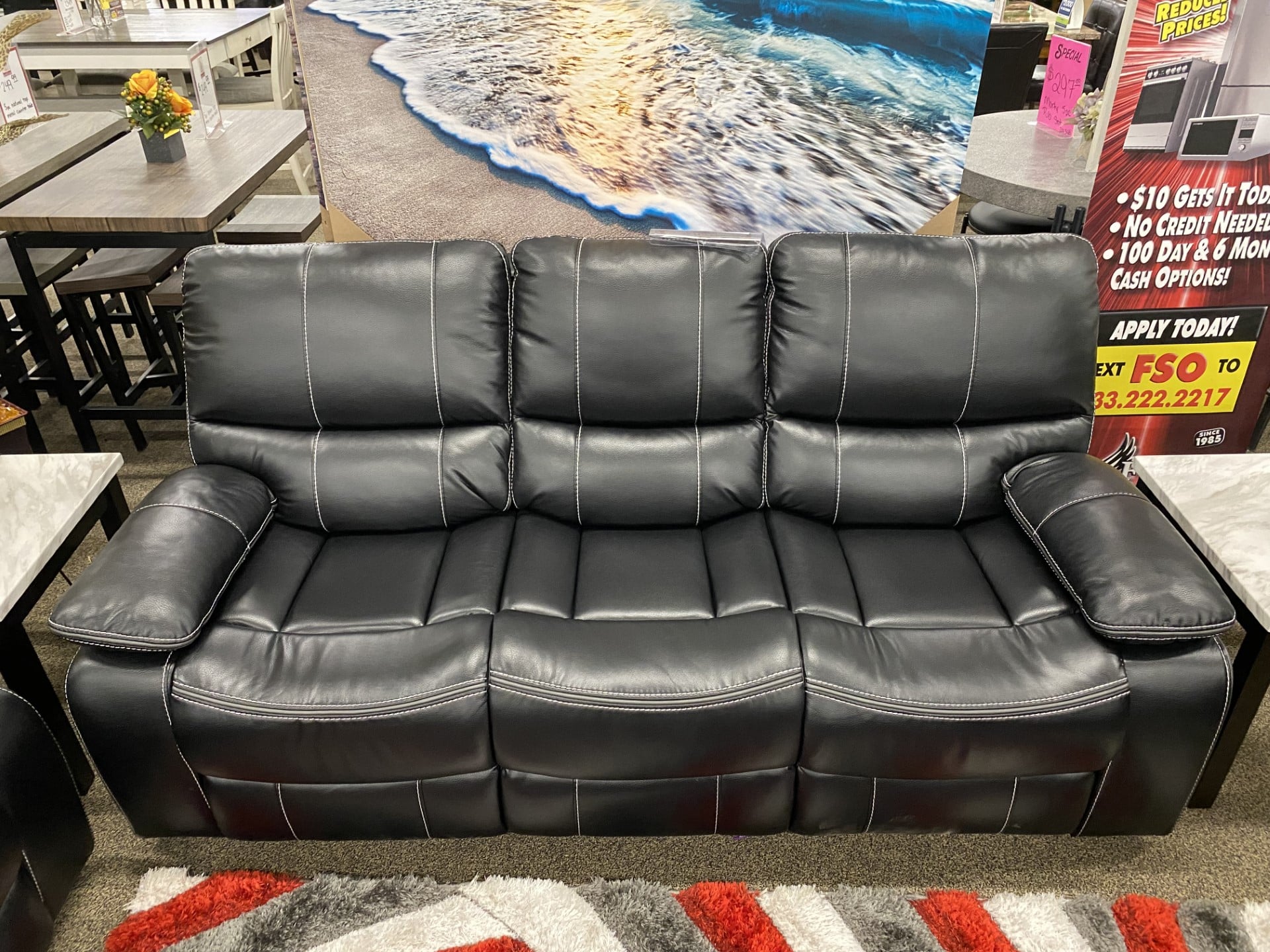 LUKA BLACK RECLINING SOFA &amp; | LOVESEAT