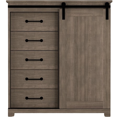 43" 5 DRAWER CHEST WITH BARNDOOR |