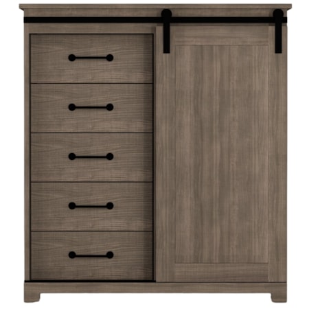 43" 5 DRAWER CHEST WITH BARNDOOR |