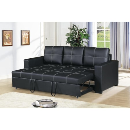 BLACK STITCHED CONVERTIBLE | SOFA