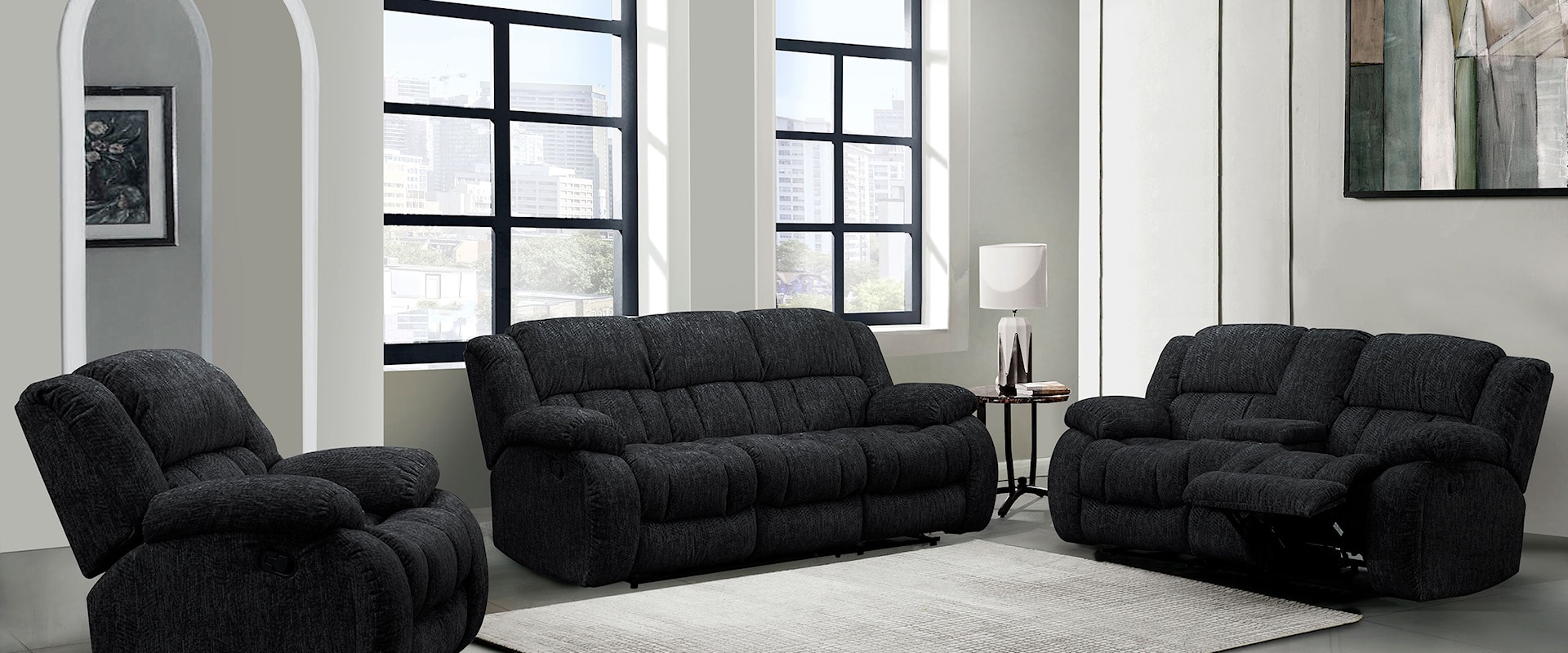 MELLOW BLACK RECLINING SOFA AND | LOVESEAT