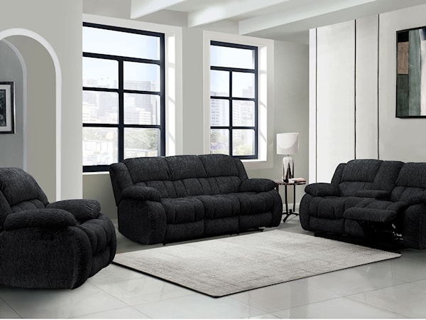 MELLOW BLACK RECLINING SOFA AND | LOVESEAT