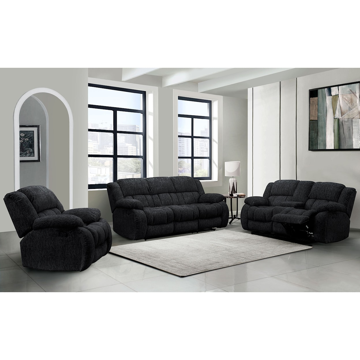 Global Furniture Mellow MELLOW BLACK RECLINING SOFA AND | LOVESEAT